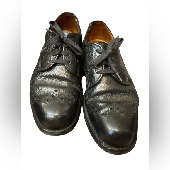 Alden Black Wing Tipped Pebbled Oxford Shoes Size 3‎ Vintage - Picture 1 of 7